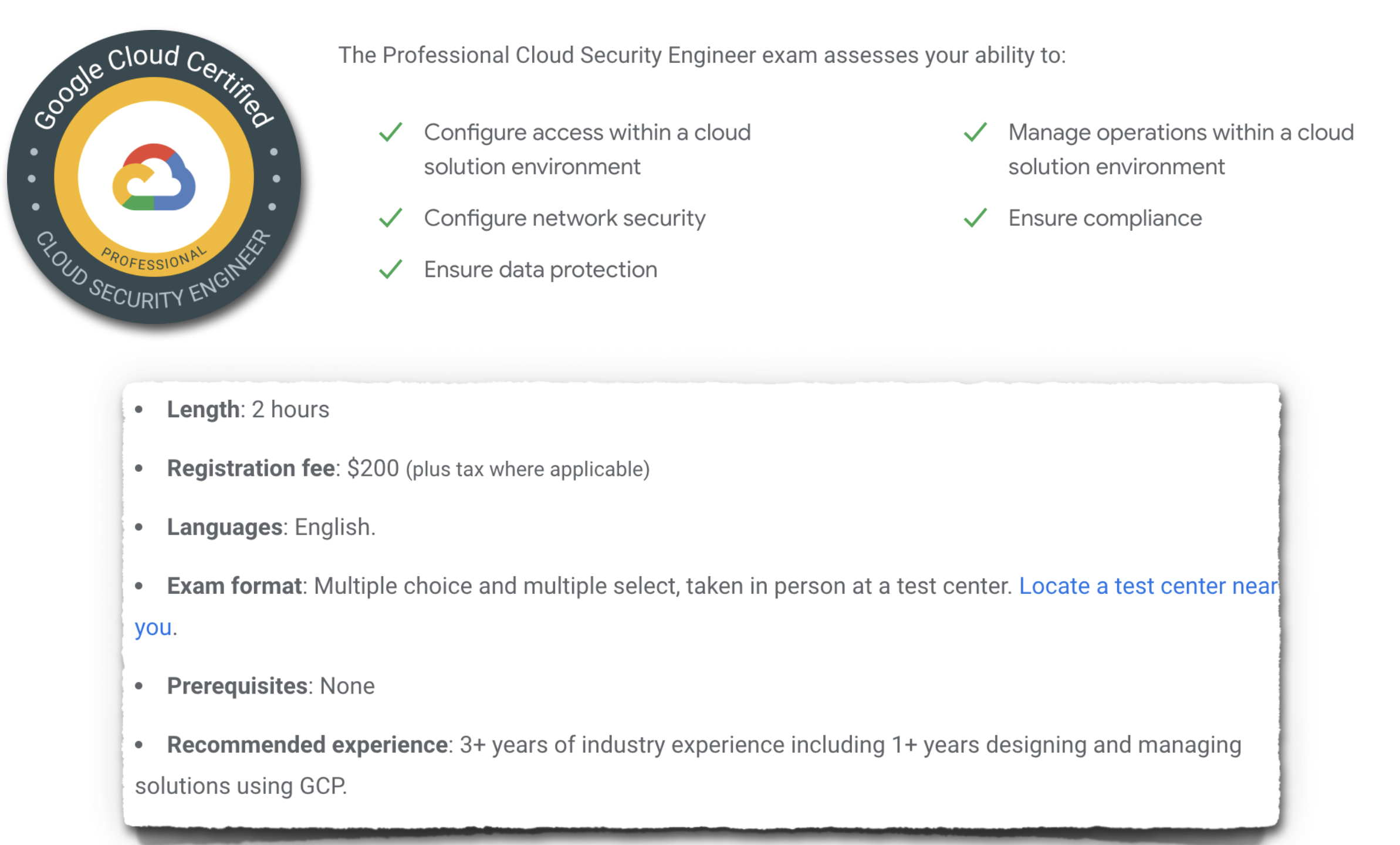 Google Cloud Security Engineer Certification details