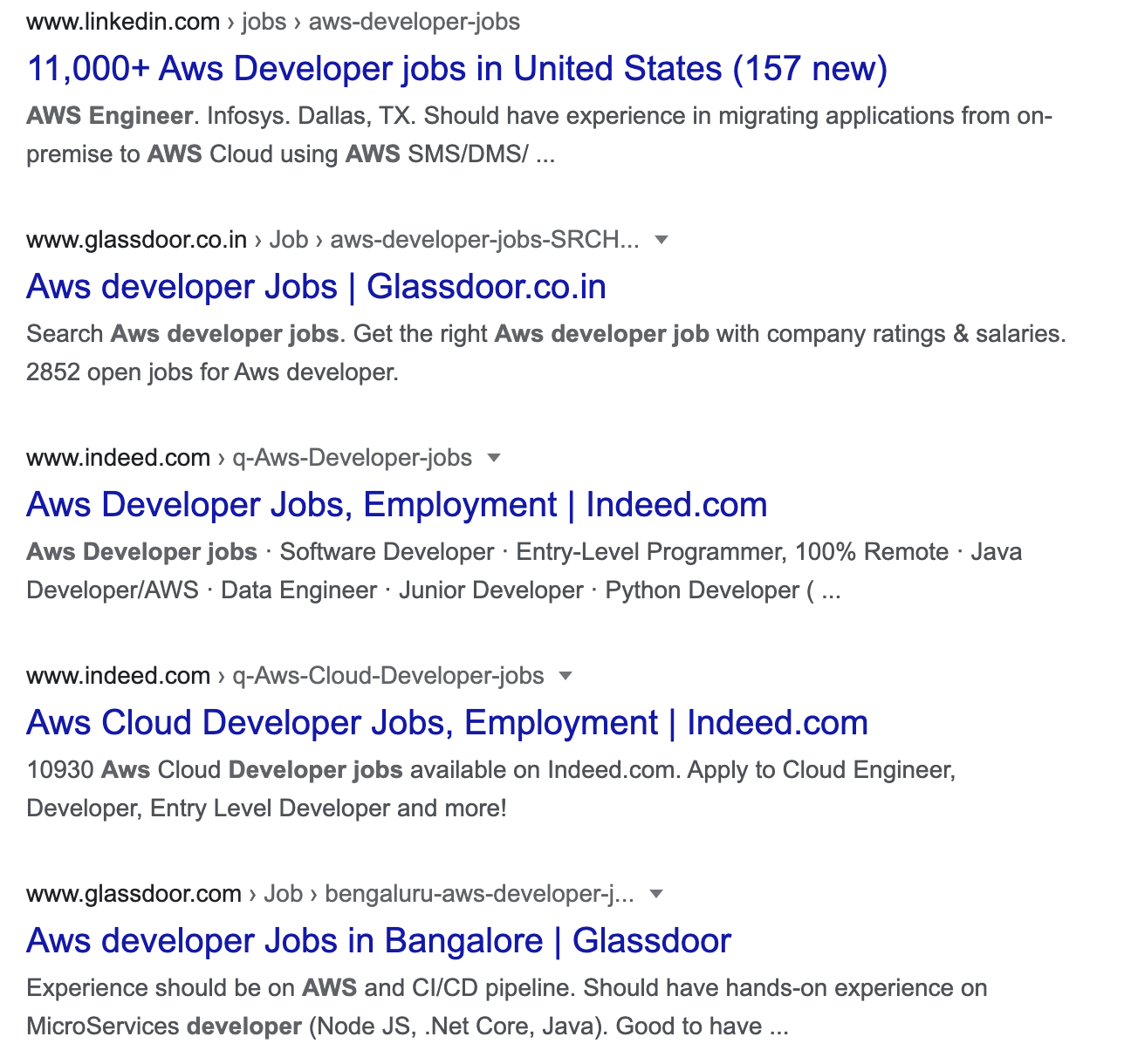 AWS developers jobs