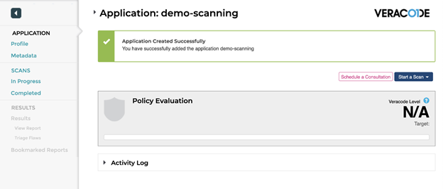Veracode Application Demo Scanning 2