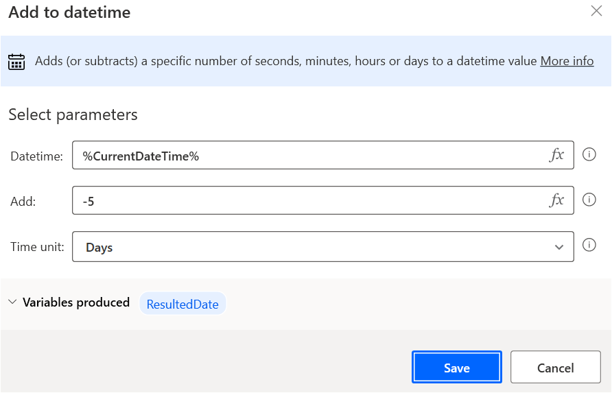 DateTime and Services Actions in PAD