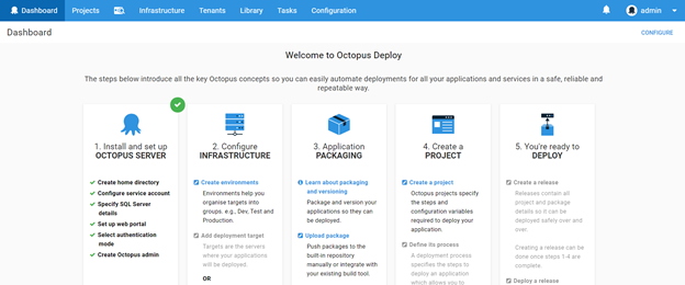 Octopus deploy web portal